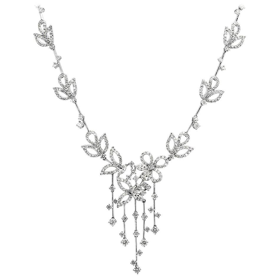 Mark Broumand 6.11 Carat Fancy Diamond Necklace in 18 Karat White Gold For Sale