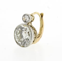 6.11 Carat Old European Cut Diamond Earrings
