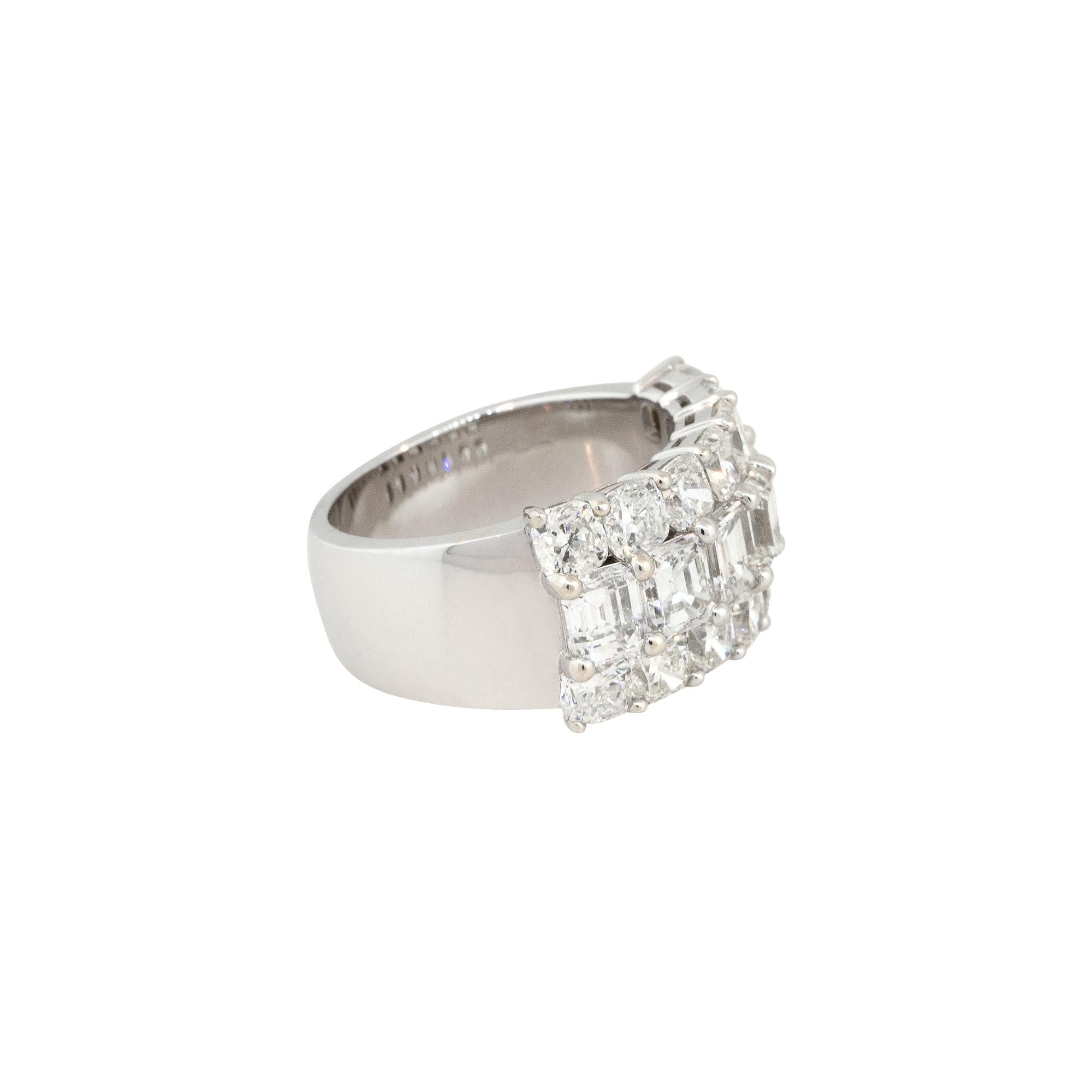 Women's 6.11 Carat Round and Emerald Cut Half-Way Diamond Band 18 Karat In Stock For Sale