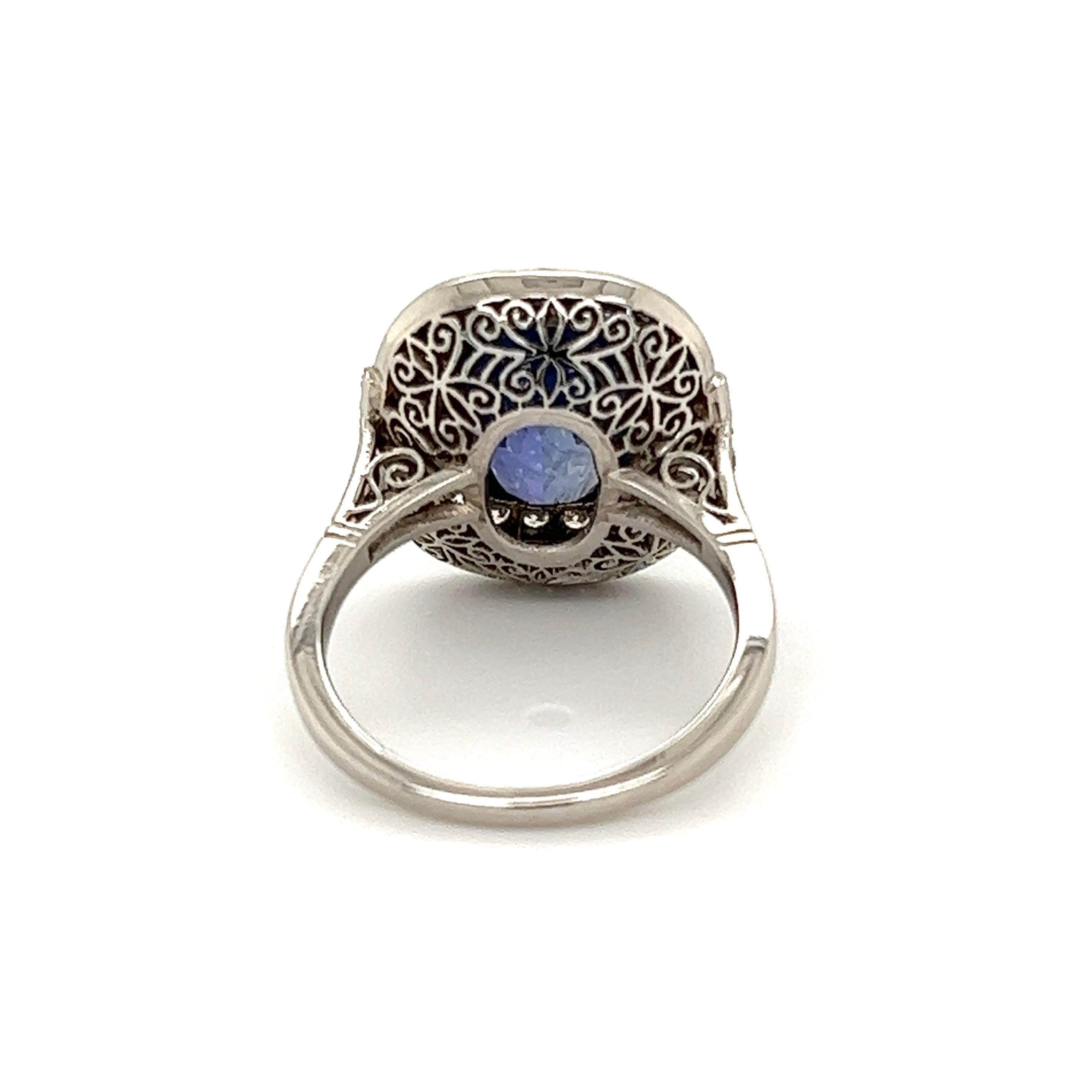 Art Deco 6.11 Carat Sapphire GIA and Diamond Platinum Ring Fine Estate Jewelry For Sale
