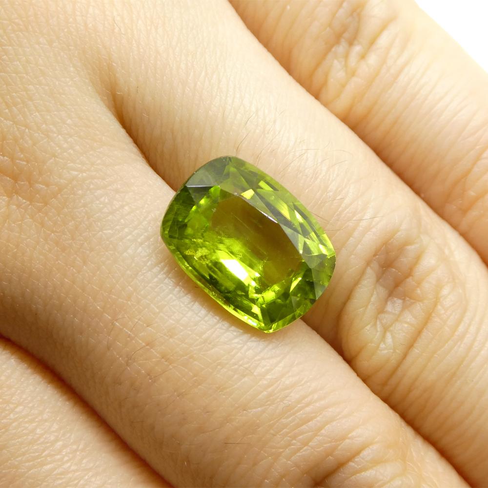 6.11ct Cushion  Yellowish Green Peridot from Sapat Gali, Pakistan For Sale 7