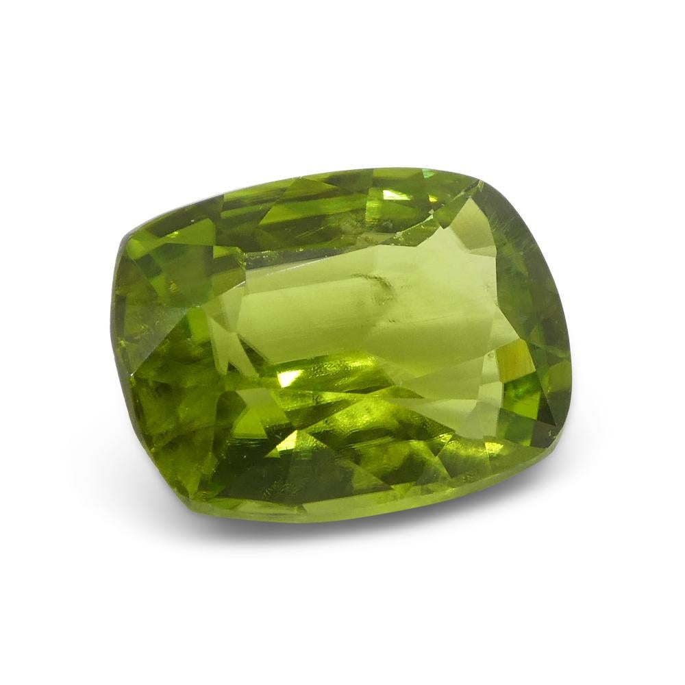 6.11ct Coussin  Péridot vert jauneâtre en vente 1