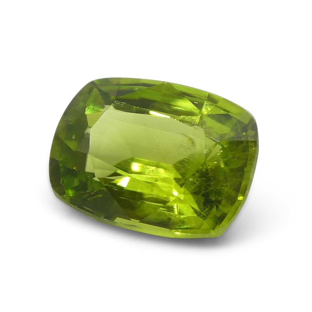 6.11ct Cushion  Yellowish Green Peridot from Sapat Gali, Pakistan For Sale 3