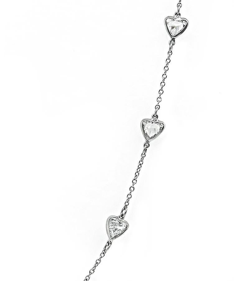 Heart Cut 6.11ct Diamond By The Yard Necklace For Sale