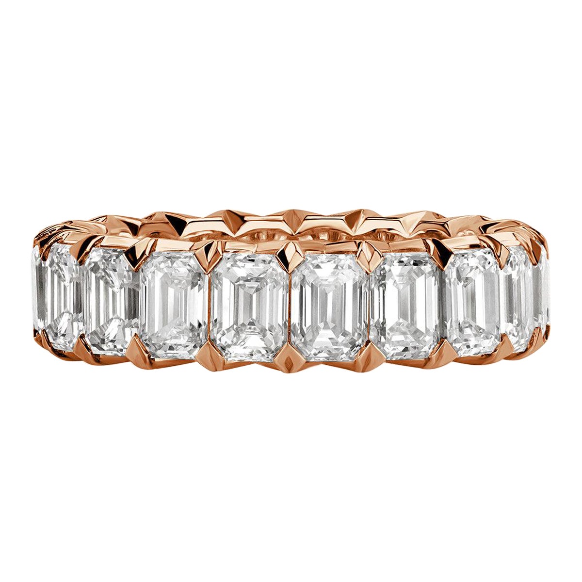 6.11ct Emerald Cut Diamond Eternity Band in 18k Rose Gold