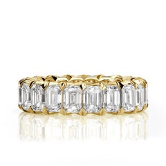 6.11ct Emerald Cut Diamond Eternity Band in 18k Yellow Gold
