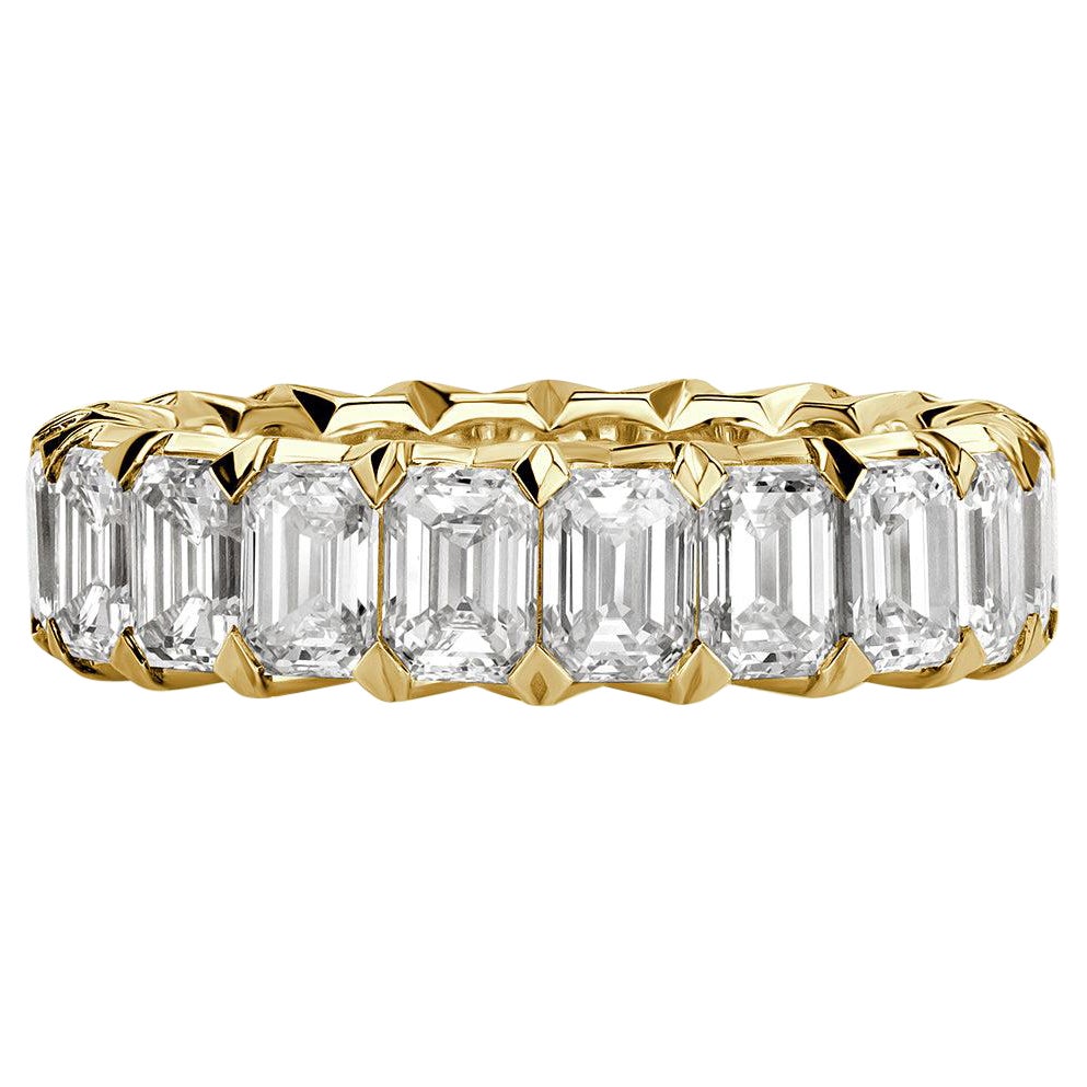 6.11ct Emerald Cut Diamond Eternity Band in 18k Yellow Gold