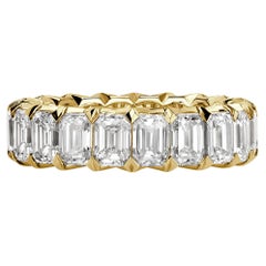 6.11ct Emerald Cut Diamond Eternity Band in 18k Yellow Gold