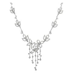 Collar de Diamantes de Corte Brillante Redondo de 6,11 ct en Oro Blanco de 18k