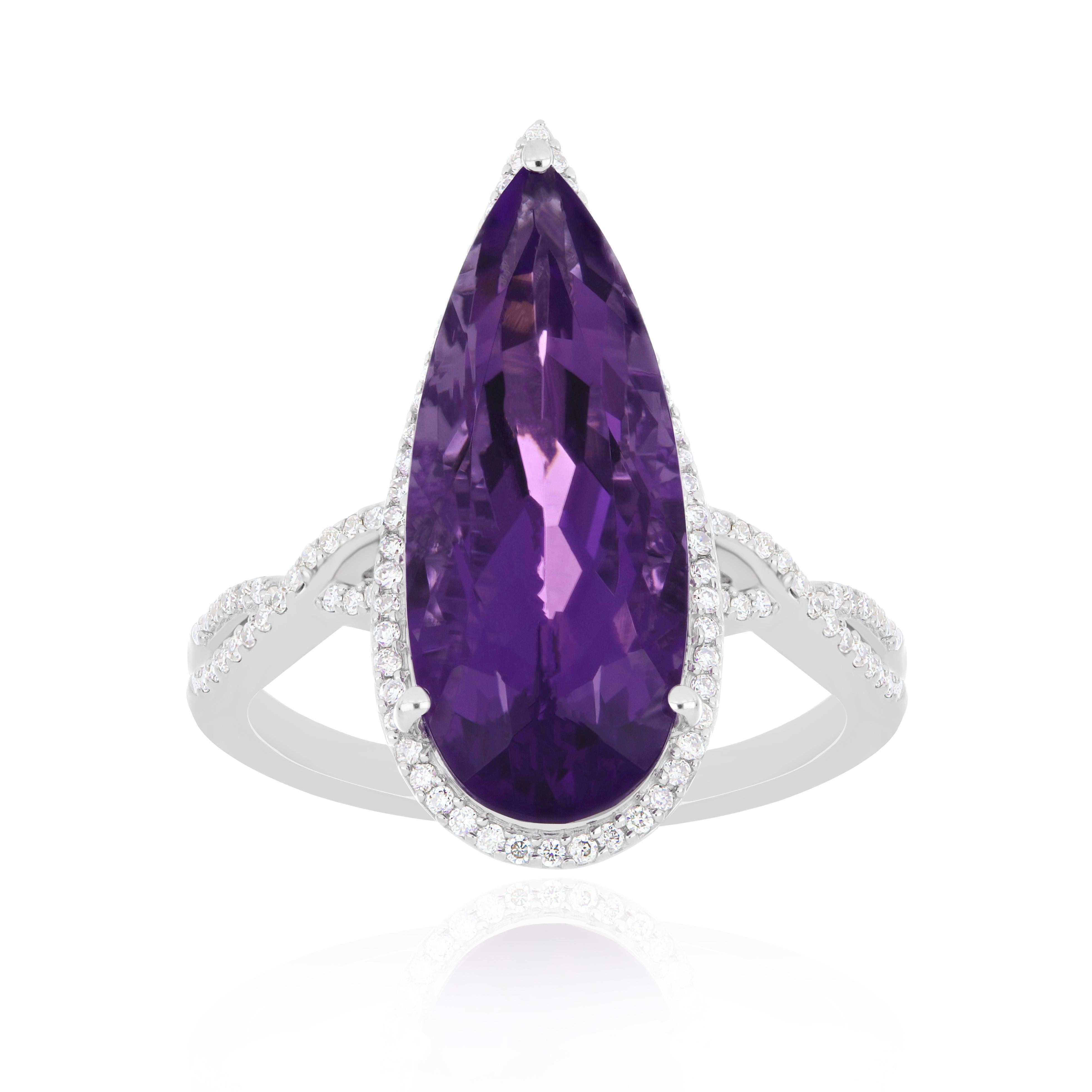 For Sale:  6.11 Carat Amethyst and Diamond Ring in 14 Karat White Gold Ring  2