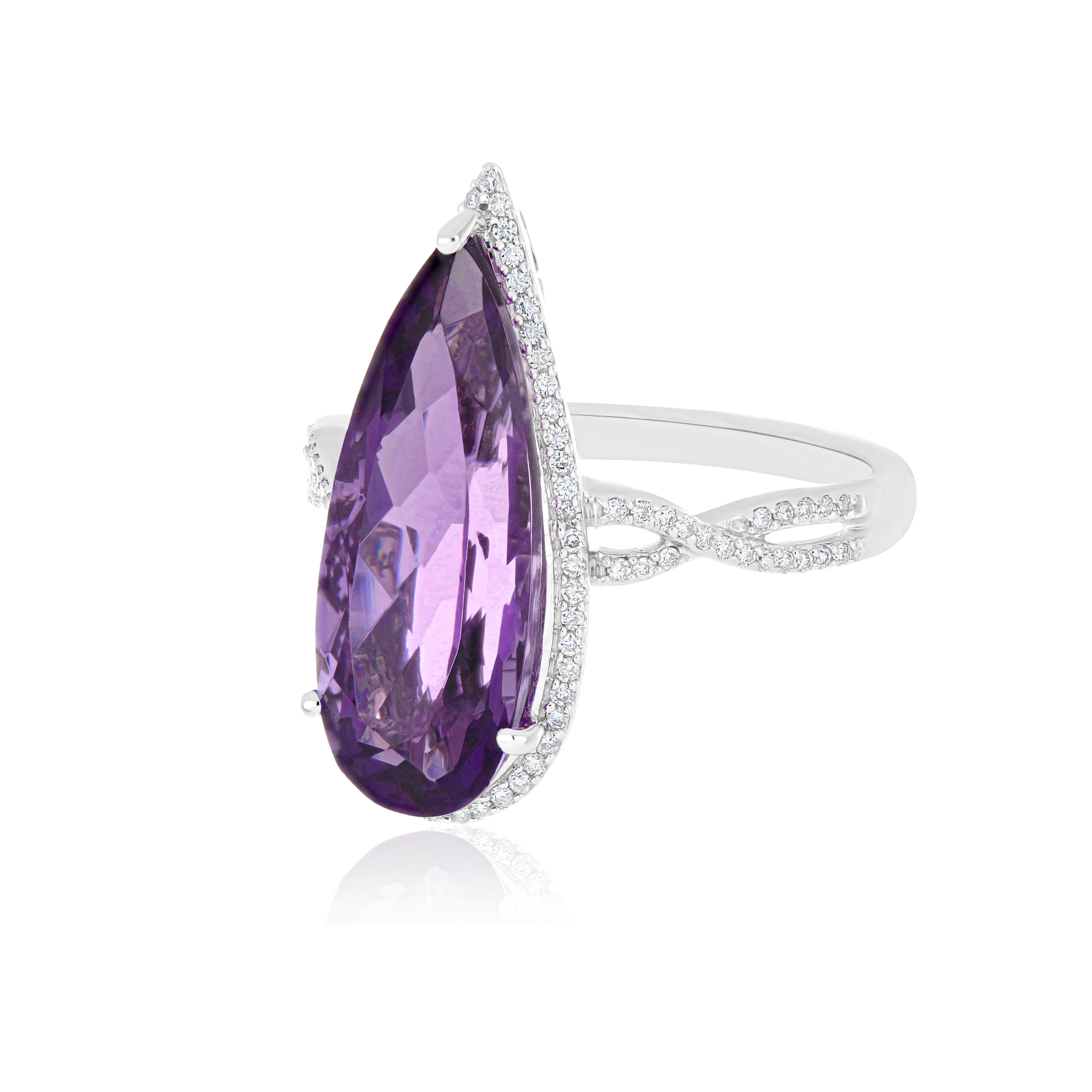 For Sale:  6.11 Carat Amethyst and Diamond Ring in 14 Karat White Gold Ring  3