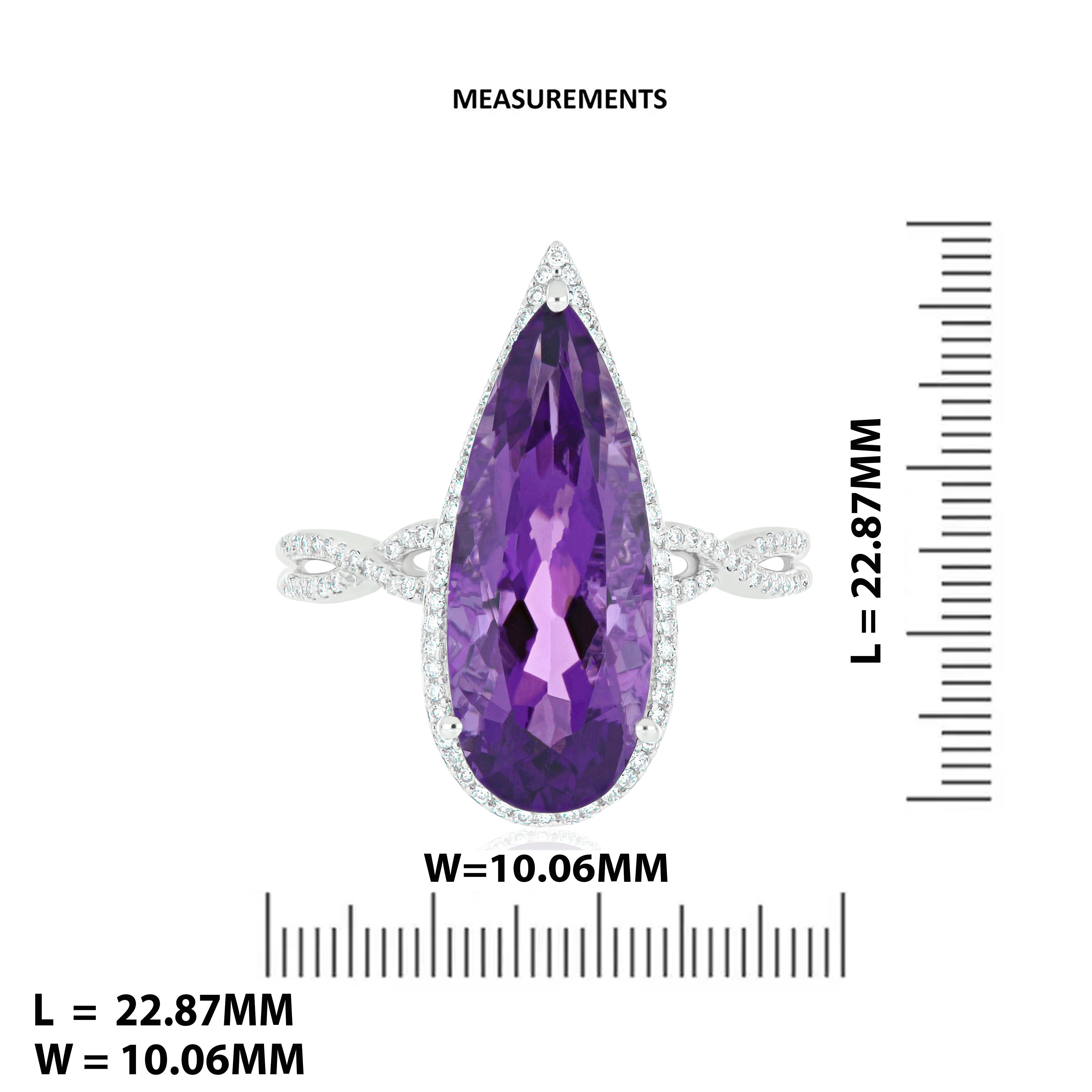 For Sale:  6.11 Carat Amethyst and Diamond Ring in 14 Karat White Gold Ring  6