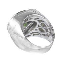 6.12 Carat Pear Green Tourmaline Diamond Sapphire Halo Gold Cocktail Ring