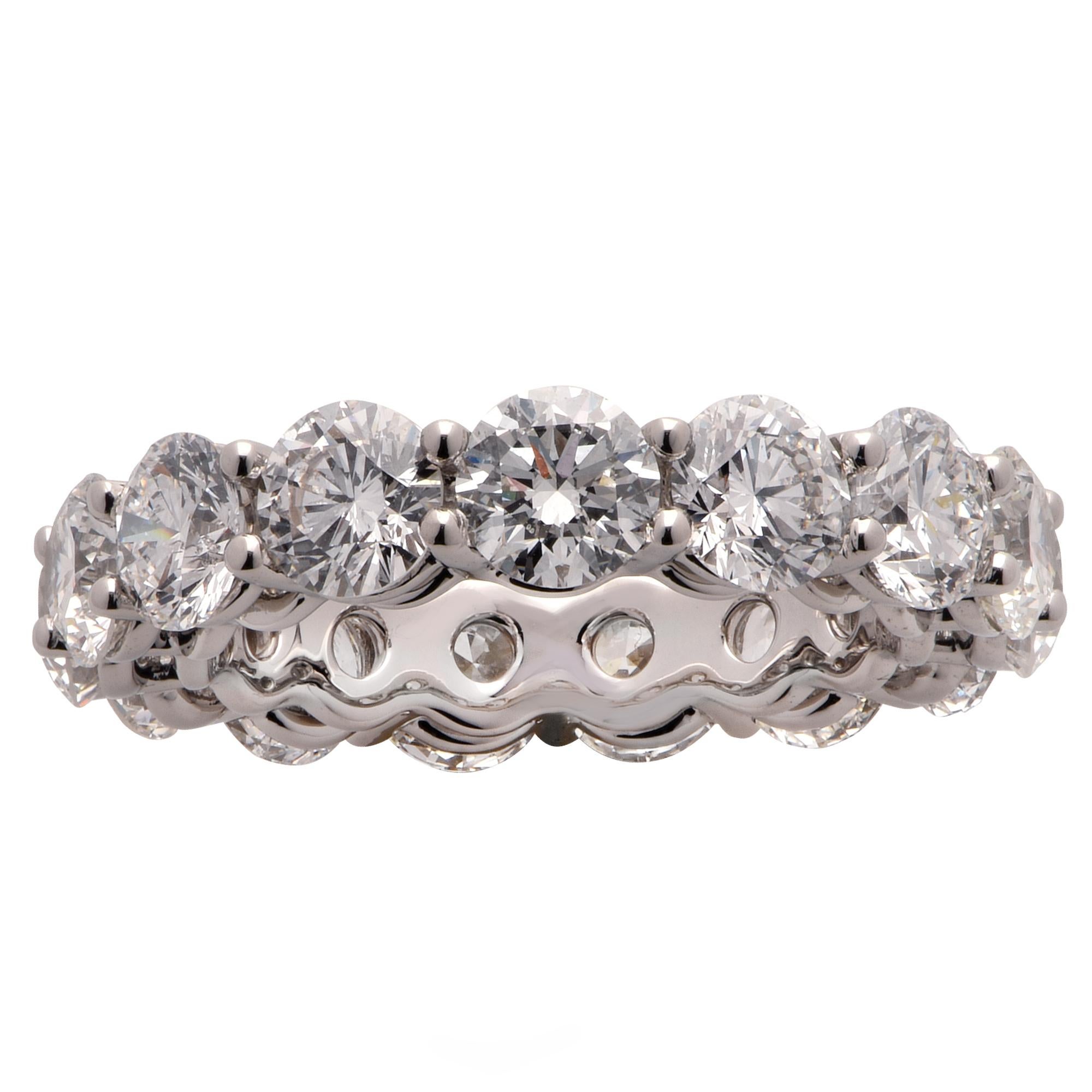 Round Cut Vivid Diamonds 6.12 Carat Round Brilliant Cut Diamond Eternity Band Ring