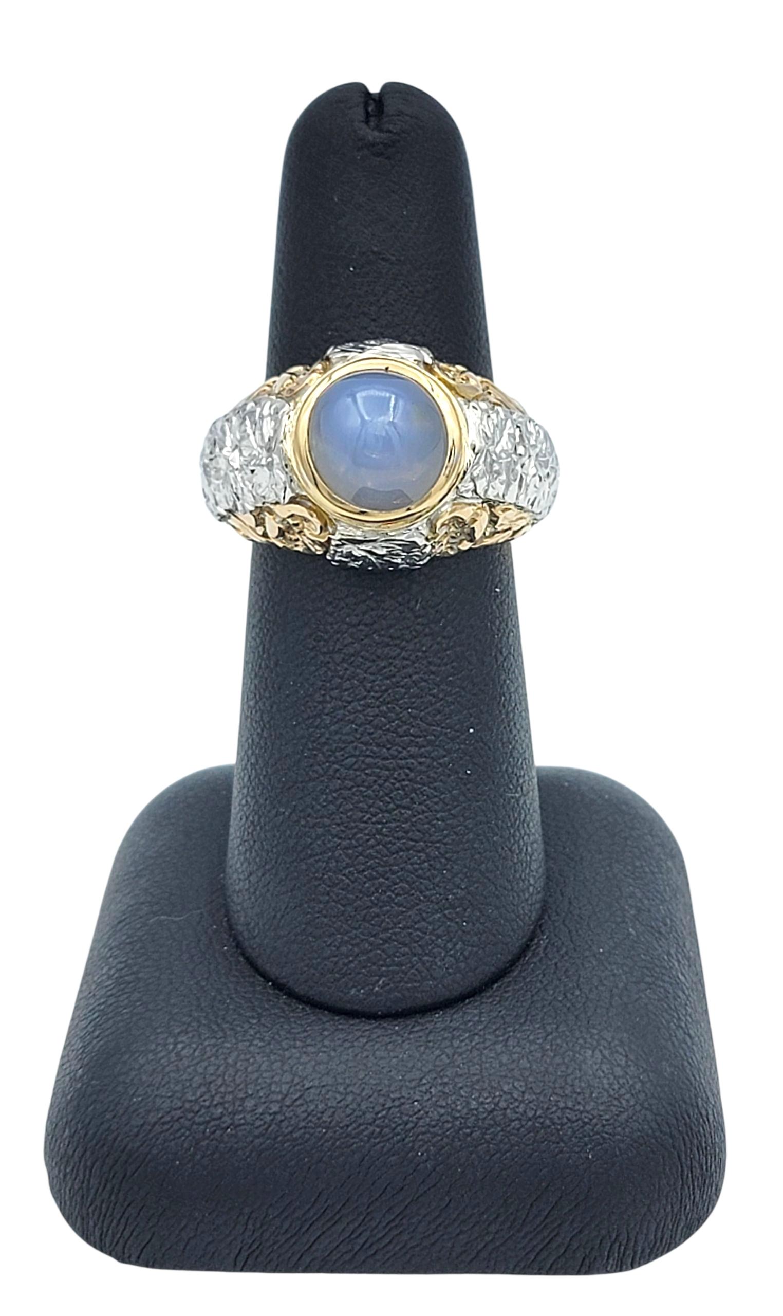 6,12 Karat insgesamt Lünette Set Cabochon Star Sapphire Ring in Tri-Tone 18 Karat Gold im Angebot 6