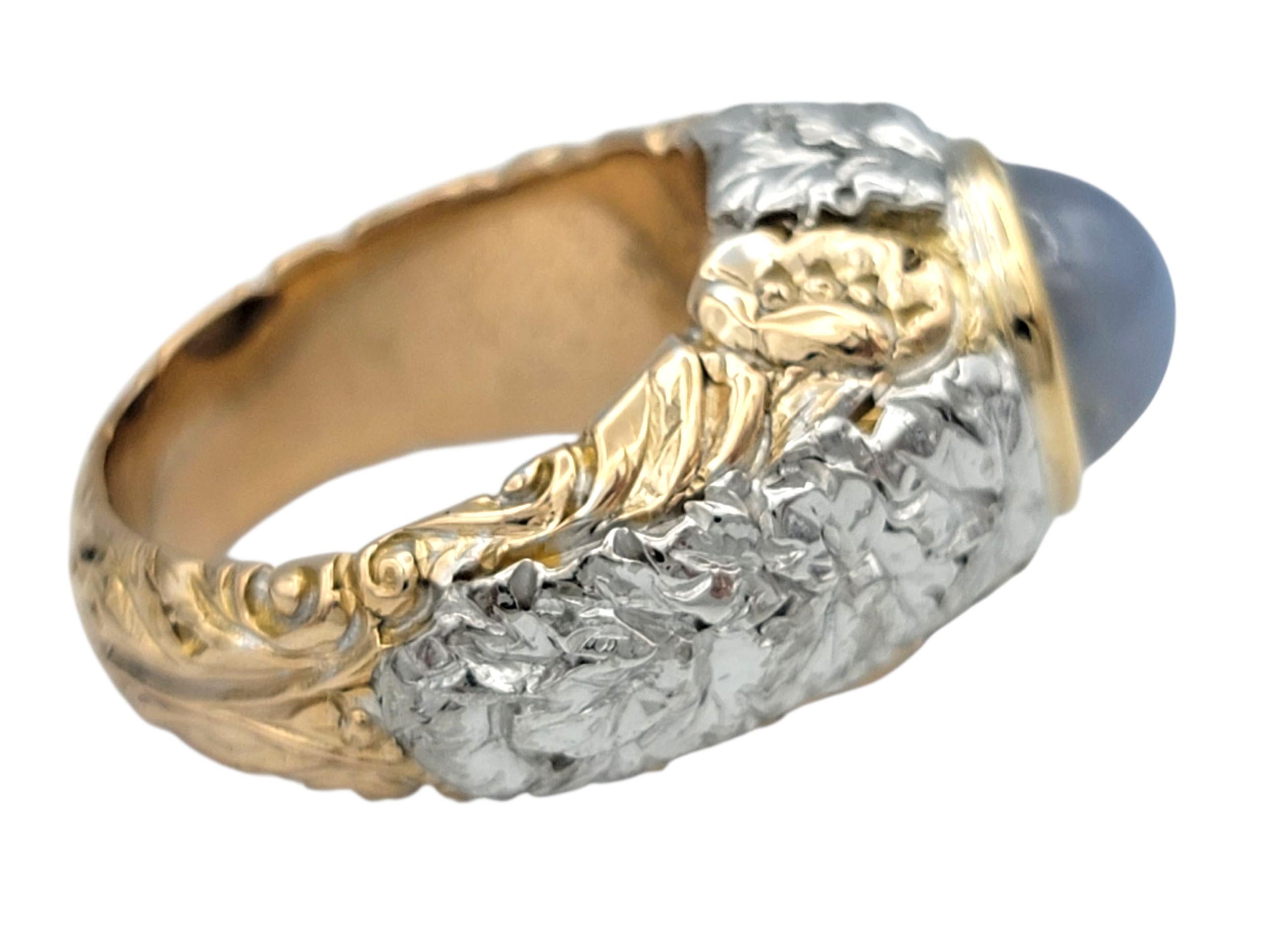 6,12 Karat insgesamt Lünette Set Cabochon Star Sapphire Ring in Tri-Tone 18 Karat Gold im Angebot 1