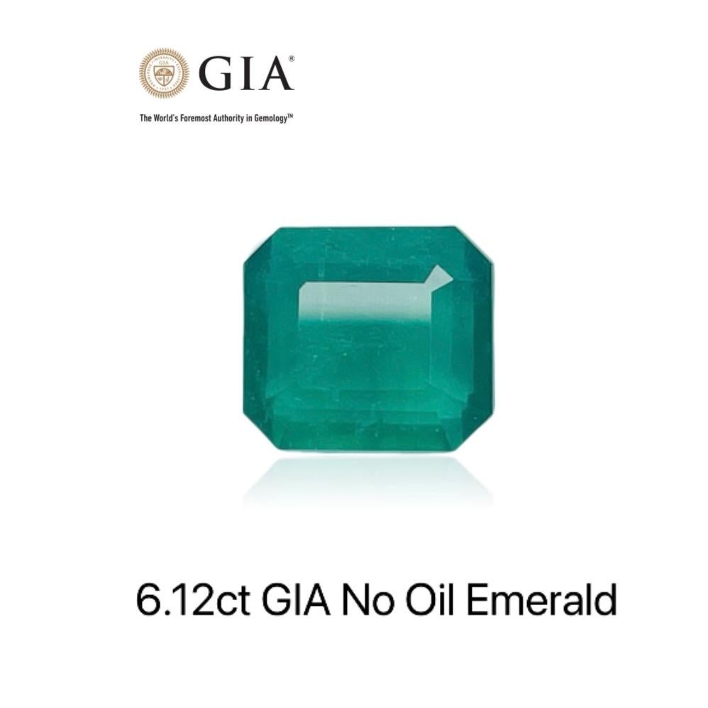 6,12 Ct GIA Certified No Oil Emerald Zambia ad alta purezza in vendita 2