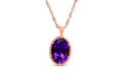 6.12 Ctw OVAL AMETHYST 18K ROSE GOLD PLATED OVER 925 SILVER NECKLACE JEWELRY