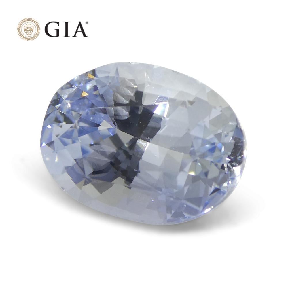 6.12ct Oval Icy Light Blue Sapphire GIA Certified Sri Lanka Unheated For Sale 5