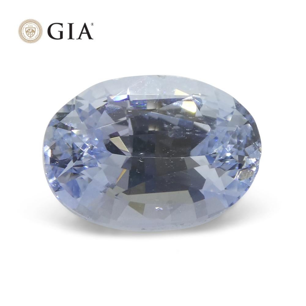 Women's or Men's 6.12ct Oval Icy Light Blue Sapphire GIA Certified Sri Lanka Unheated For Sale