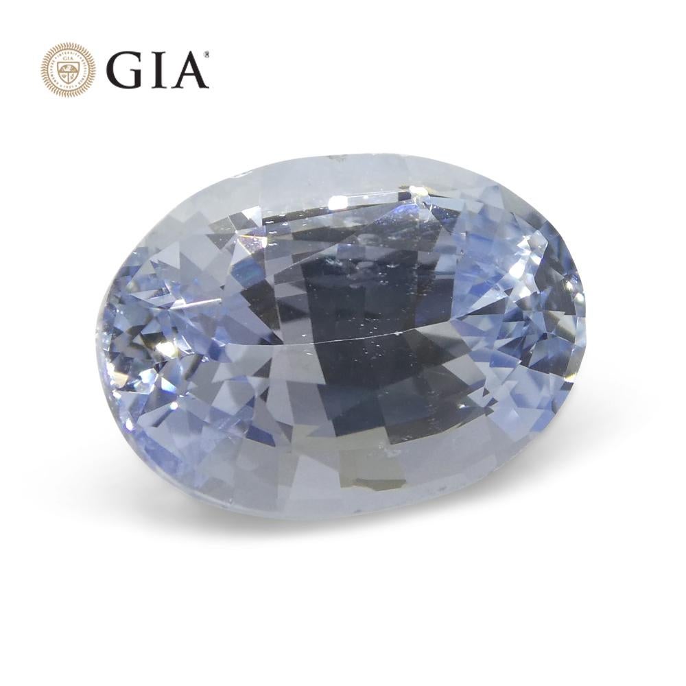 6.12ct Oval Icy Light Blue Sapphire GIA Certified Sri Lanka Unheated For Sale 1