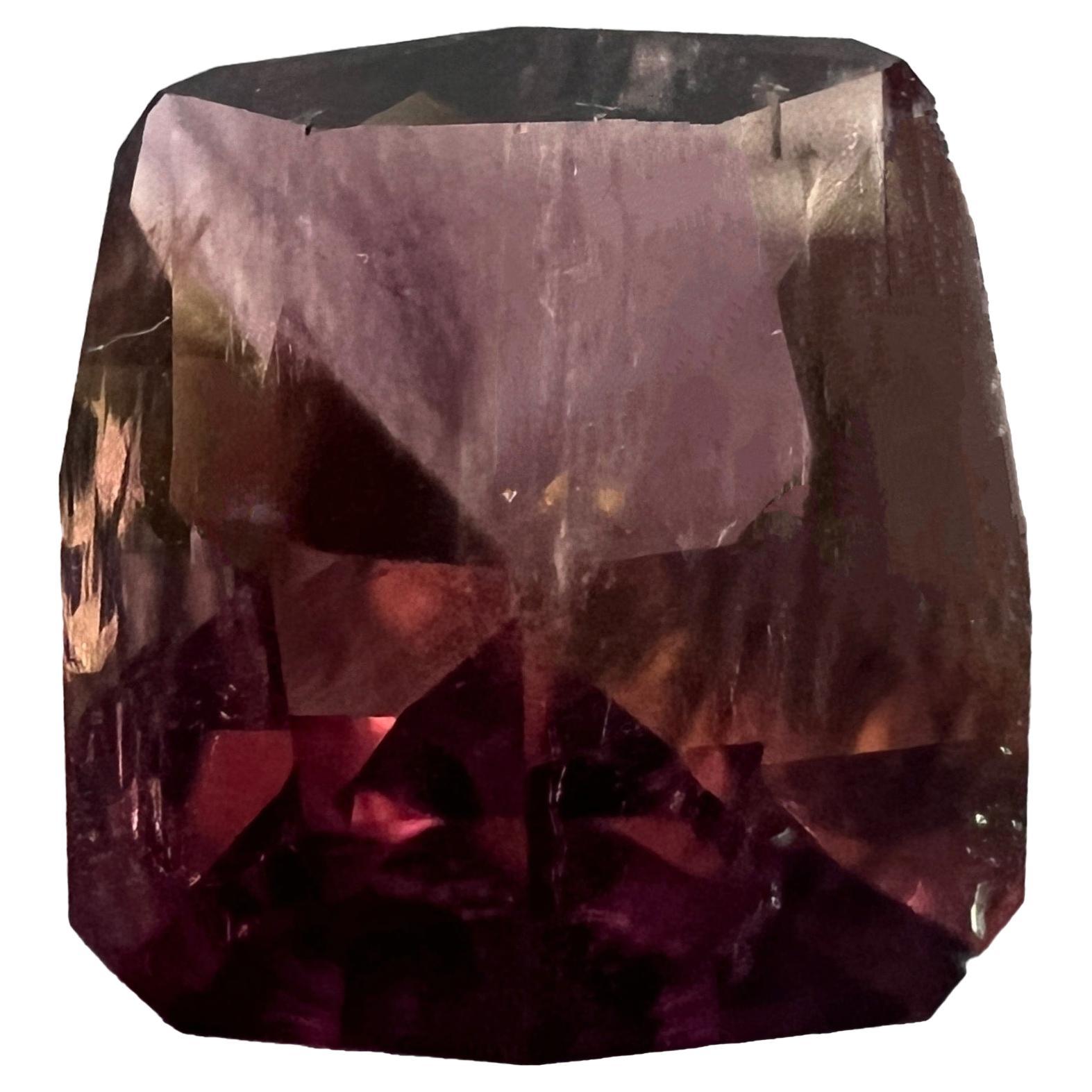 Square Cut 6.12ct Square Bi-Color Tourmaline Gemstone  For Sale