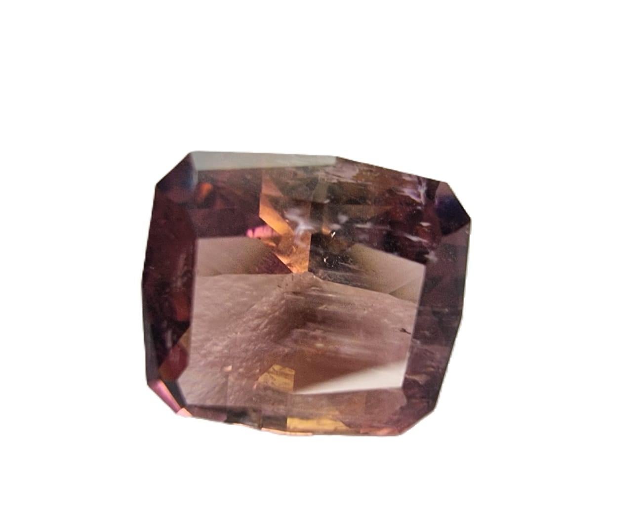 6.12ct Square Bi-Color Tourmaline Gemstone  For Sale 2