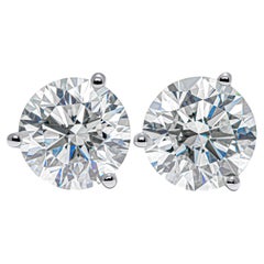 6.12ctw GIA L-M VVS2 Round Diamond 14K White Gold Martini Stud Earrings
