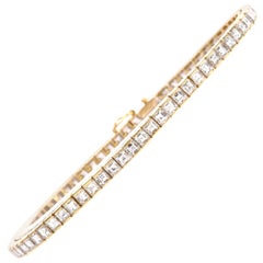 6.13 Carat Asscher Cut Diamond 18 Karat Gold Line Tennis Bracelet