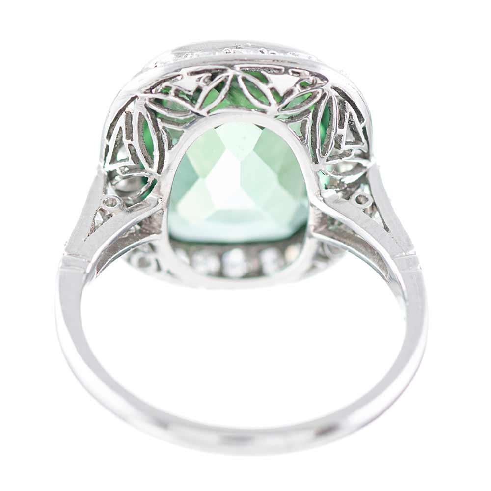 Mixed Cut 6.13 Carat Green Tourmaline and Diamond Ring Modern Estate