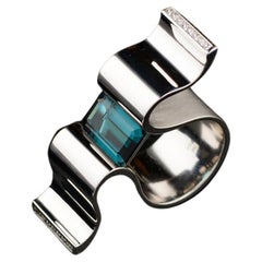 6.13 Carat Indicolite Diamond White Gold Ring “Wave” Wagner Collection