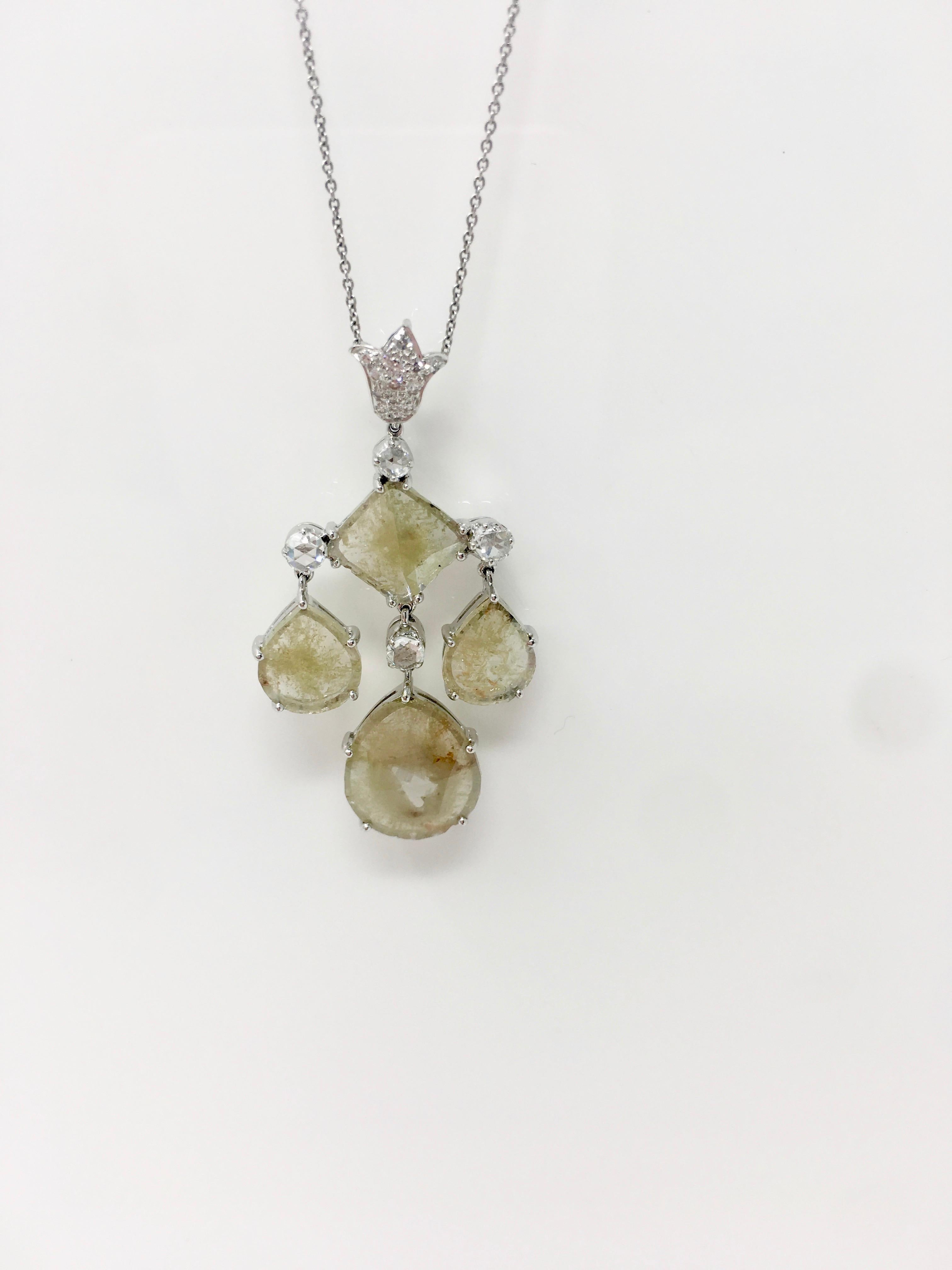 6.13 Carat Natural Yellow Slice Diamond and White Diamond Necklace In New Condition For Sale In New York, NY