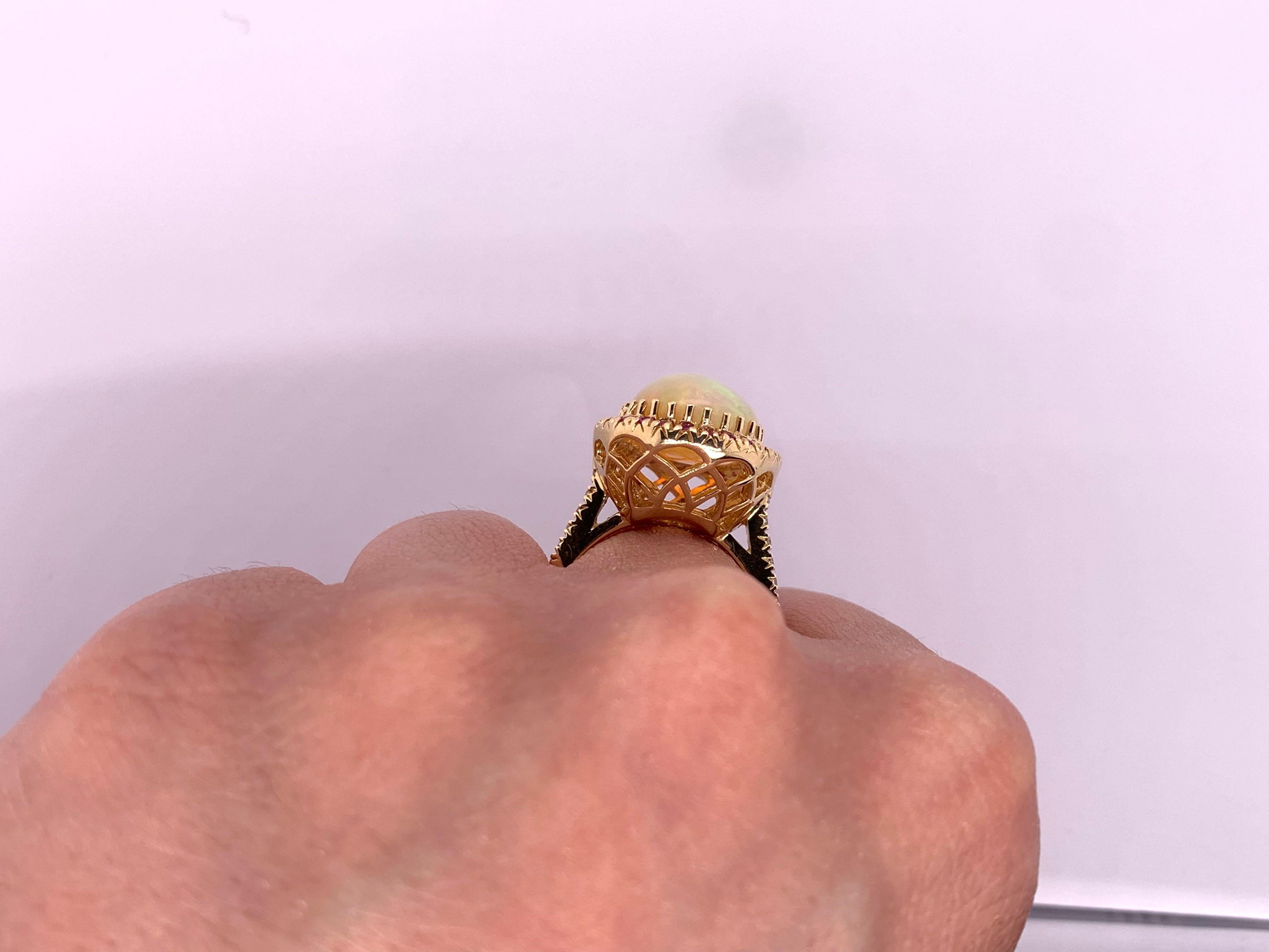 Women's 6.13 Carat Opal, Pink Sapphire and Diamond Ring