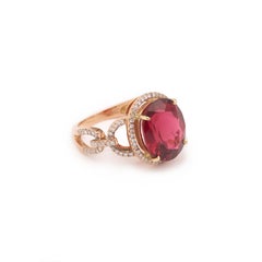 6.13 Carat Rubellite Diamonds 18 Karat Rose Gold cocktail Ring