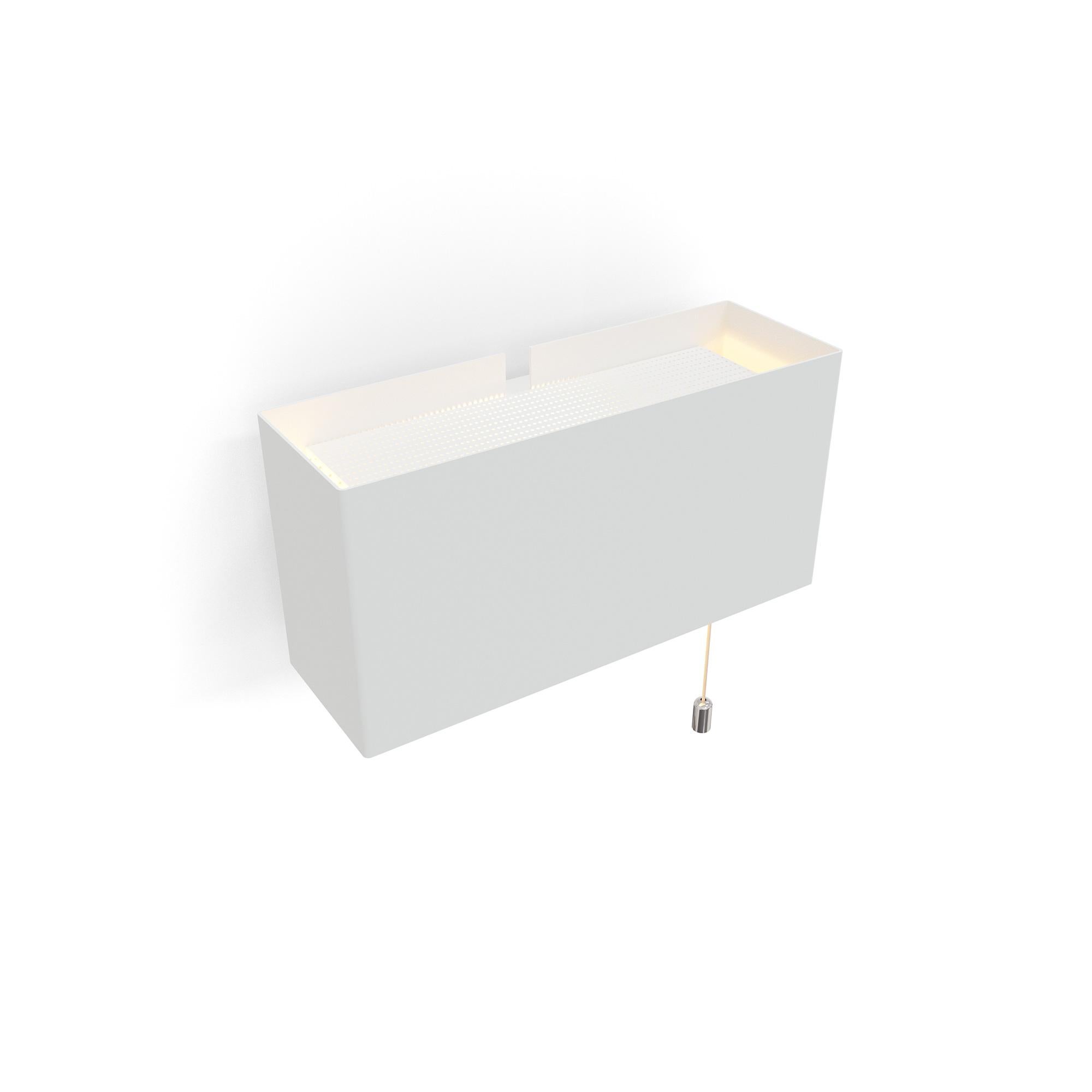 6135PM White With Mini Pull Switch Wall Lamp by Disderot
Limited Edition. 
Designed by Pierre Paulin.
Dimensions: D 7,74 x W 18 x H 9 cm.
Materials: Lacquered metal and chrome.

Delivered with authentication certificate. Made in France. Available in