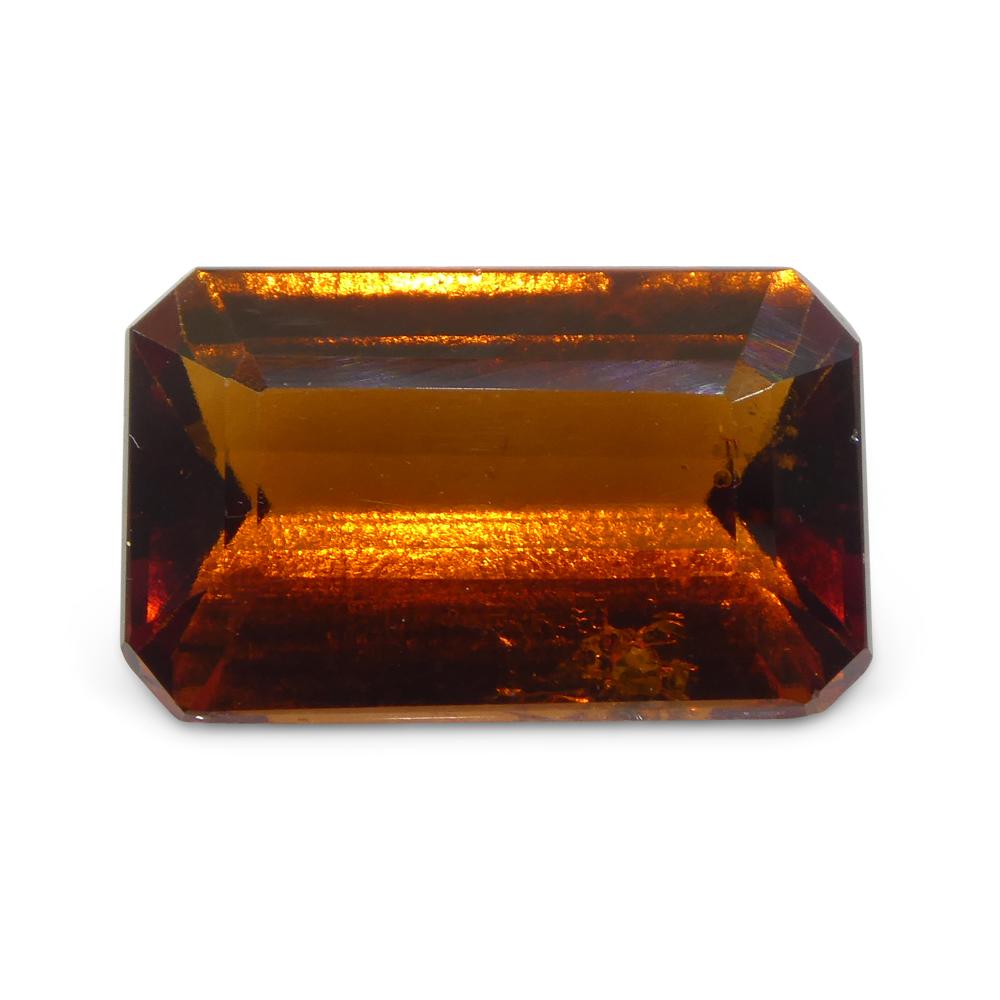 6.13ct Emerald Cut Reddish Orange Hessonite Garnet from Sri Lanka In New Condition For Sale In Toronto, Ontario