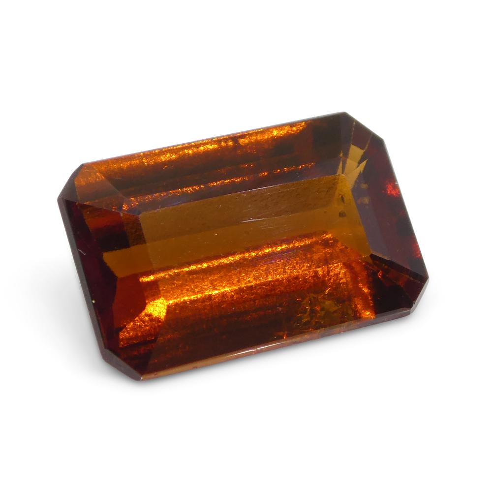 Women's or Men's 6.13ct Emerald Cut Reddish Orange Hessonite Garnet from Sri Lanka For Sale