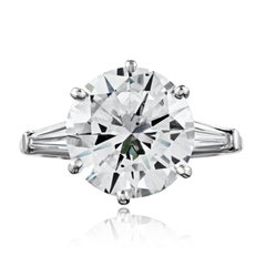 6.13ct Round Cut Diamond Engagement Ring GIA J Color SI1 Clarity
