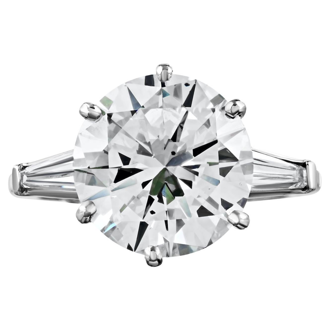 6.13ct Round Cut Diamond Engagement Ring GIA J Color SI1 Clarity