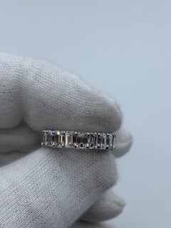 6.14 Carat Emerald Cut Diamond Eternity Band Ring