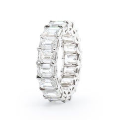 6.14 Carat Emerald Cut Diamond Eternity Band Ring