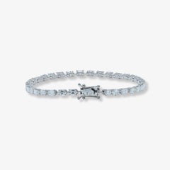 6.14 Carat Oval & Emerald Cut Diamond Tennis Bracelet in 18 Karat White Gold
