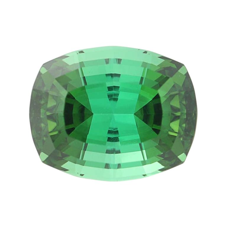 6.14 Carat Tourmaline Gemstone, Cushion Cut Blue Green Loose Solitaire For Sale