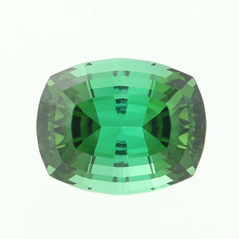 6.14 Carat Tourmaline Gemstone, Cushion Cut Blue Green Loose Solitaire In Excellent Condition For Sale In Greensboro, NC