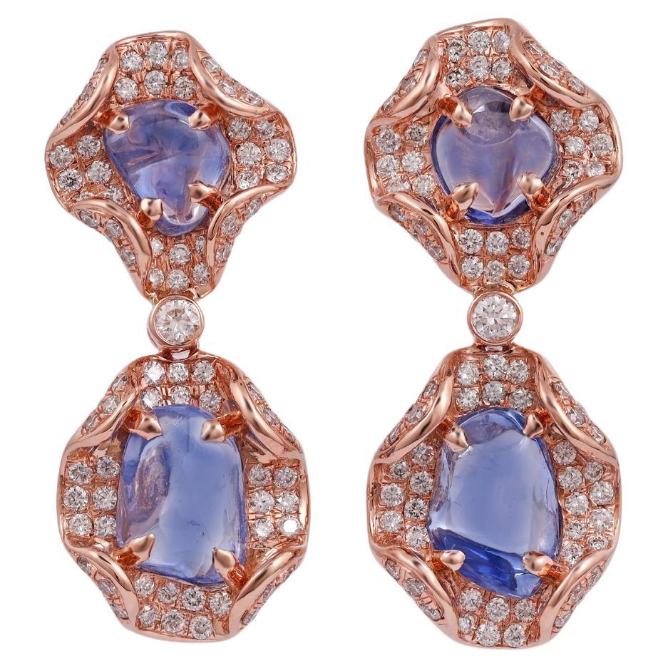 6.15 Carat Blue Sapphire and Diamond Earring 