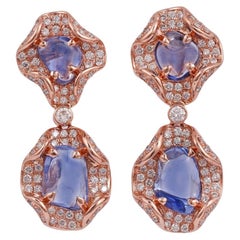 6.15 Carat Blue Sapphire and Diamond Earring 