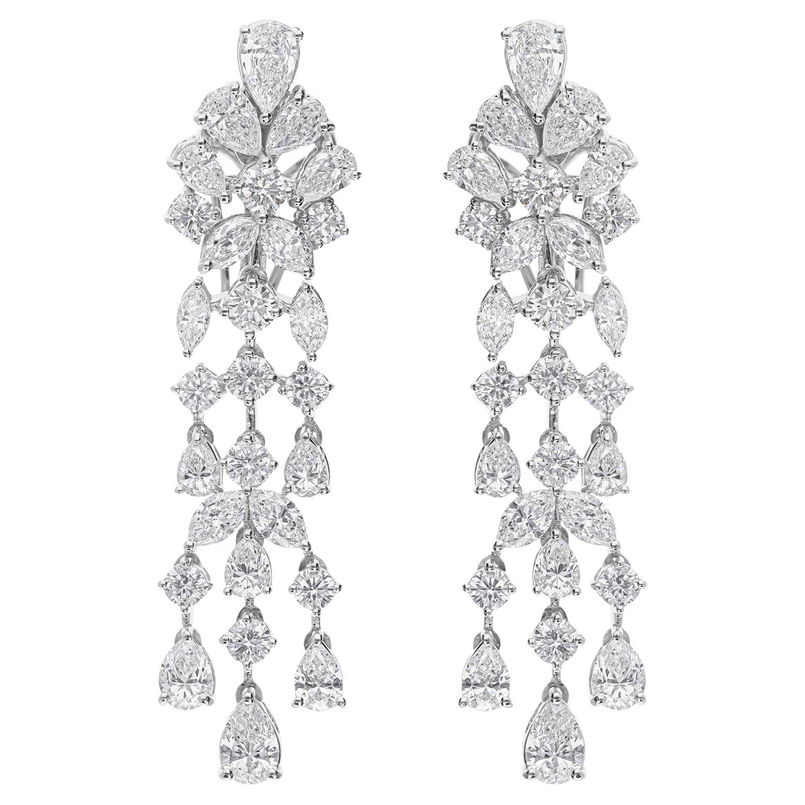 Orecchini a goccia con diamante a fiore da 6,15 carati in oro bianco 14k Tutte le tariffe pagate