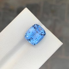 6.15 Carat Gorgeous Faceted Aquamarine Goshenite Cushion Shape Gemstone
