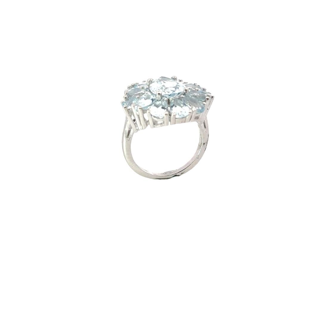 For Sale:  6.15 Carat Natural Aquamaring Cocktail Ring Made in 925 Sterling Silver for Her 3