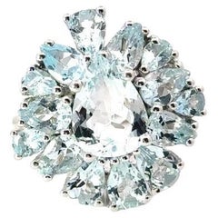 Bague cocktail en argent 925 de 6,15 carats d'aigue-marine naturelle pour elle